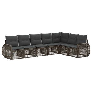 vidaXL Ensemble de canap&eacute; de jardin 7 pc Gris et Gris fonc&eacute; polyrotin