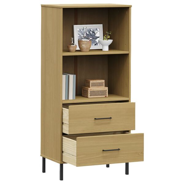 vidaXL Biblioth&egrave;que &agrave; 2 tiroirs Marron 60x35x128,5 cm Bois massif OSLO