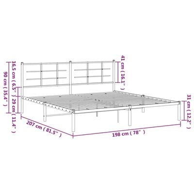 vidaXL Cadre de lit métal sans matelas et tête de lit blanc 193x203 cm