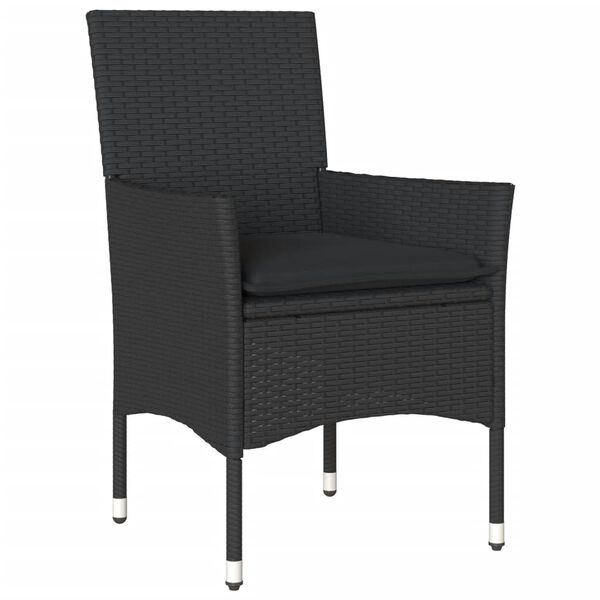 vidaXL Ensemble &agrave; manger de jardin et coussins 5 pcs noir rotin verre
