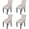 vidaXL Chaises &agrave; manger lot de 4 gris cr&egrave;me tissu