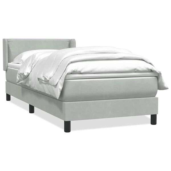 vidaXL Sommier &agrave; lattes de lit et matelas gris clair 80x210 cm velours