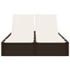 vidaXL Chaise longue double avec coussins marron résine tressée