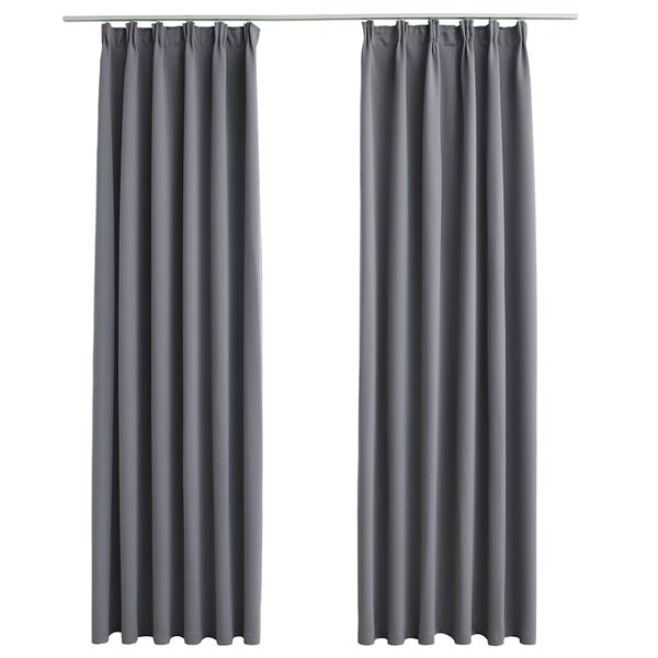vidaXL Rideaux occultants avec crochets 2 pcs Gris 140x245 cm