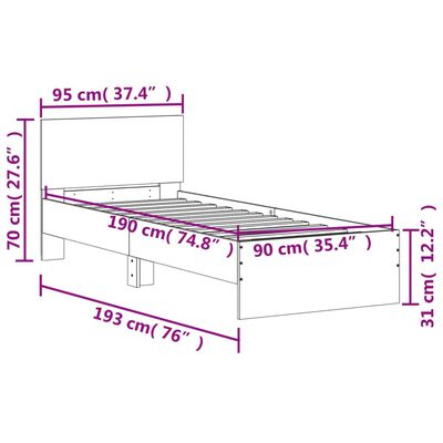 vidaXL Cadre de lit sans matelas avec tête de lit blanc 90x190 cm