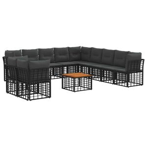 vidaXL Ensemble de canap&eacute;s d'ext&eacute;rieur 12 pc Noir et Gris fonc&eacute;