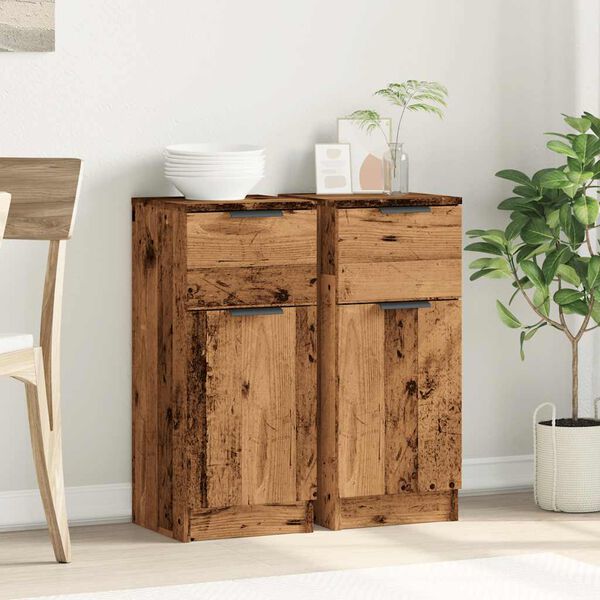 vidaXL Buffets 2 pcs vieux bois 30x30x70 cm bois d'ing&eacute;nierie