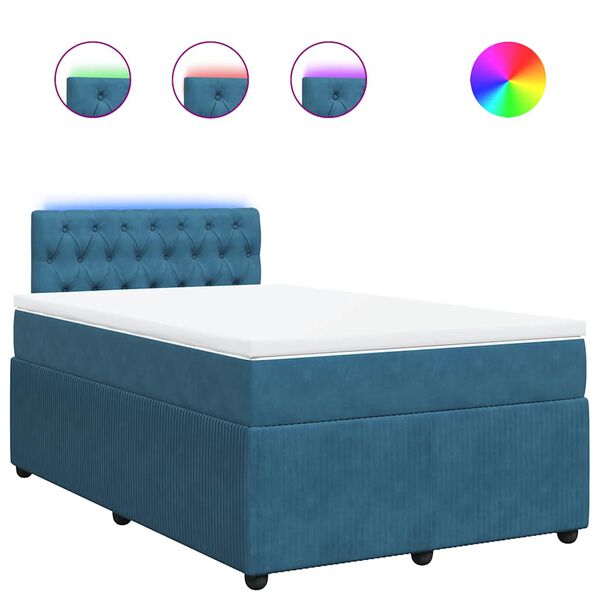 vidaXL Sommier &agrave; lattes de lit et matelas bleu 120x200 cm velours