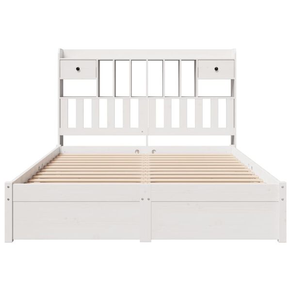 vidaXL Lit biblioth&egrave;que sans matelas blanc 140x200 cm bois pin massif