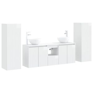 vidaXL Ensemble de mobilier de salle de bain 5 pc Blanc brillant