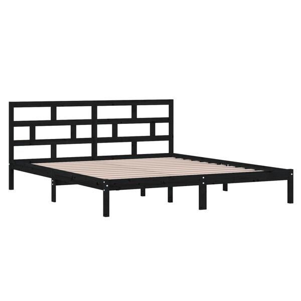 vidaXL Cadre de lit sans matelas noir bois massif