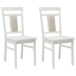 vidaXL Chaise de salle &agrave; manger 2 pcs Blanc Bois de Caoutchouc Massif