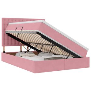 vidaXL Lit de rangement LED avec matelas Rose 140 x 190 cm Velours