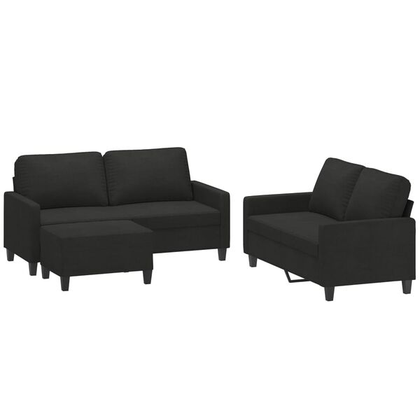 vidaXL Ensemble de canap&eacute;s 3 pcs avec coussins Noir Tissu