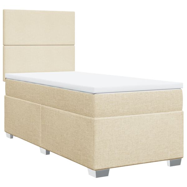 vidaXL Sommier à lattes de lit avec matelas Crème 100x200 cm Tissu
