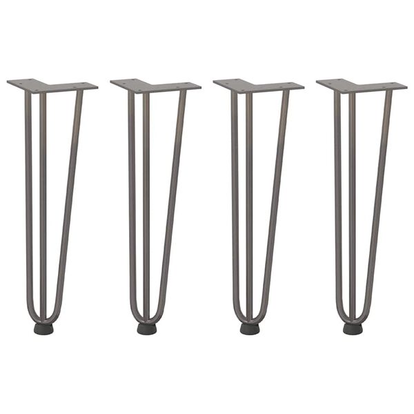 vidaXL Pieds en &eacute;pingle &agrave; cheveux pour table basse 4 pi&egrave;ces Acier naturel 42 cm Acier massif