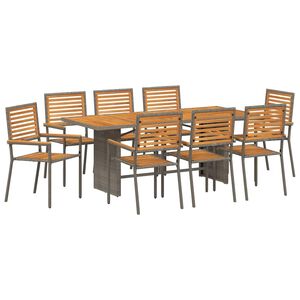 vidaXL Ensemble de salle &agrave; manger pour jardin 9 pc Gris et marron