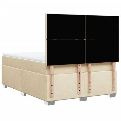 vidaXL Sommier à lattes de lit avec matelas Crème 160x200 cm Tissu