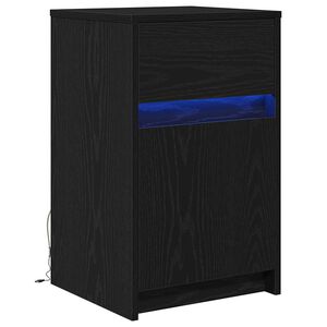 vidaXL Armoire de chevet LED Ch&ecirc;ne noir 38 x 34 x 61 cm