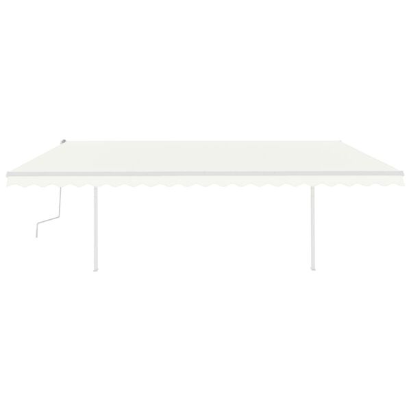 vidaXL Auvent manuel r&eacute;tractable avec LED 5x3 m Cr&egrave;me