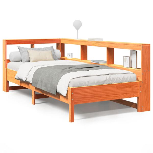 vidaXL Lit biblioth&egrave;que sans matelas cire marron 90x190 cm pin massif