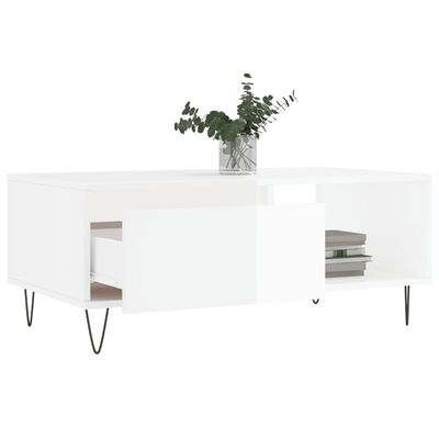vidaXL Table basse Blanc brillant 90x50x36,5 cm Bois d'ingénierie