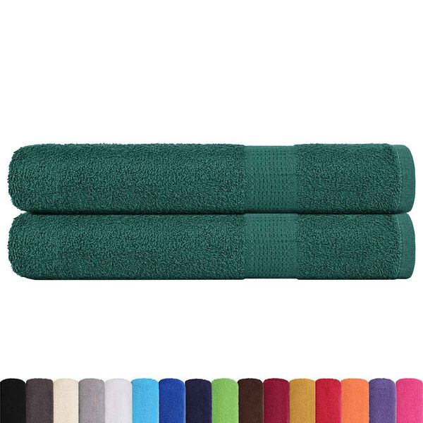 vidaXL Serviettes 2 pcs vert 100x200 cm 360 g/m&sup2; 100% coton