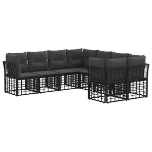 vidaXL Ensemble de canap&eacute;s d'ext&eacute;rieur 8 pcs Noir et Gris fonc&eacute;