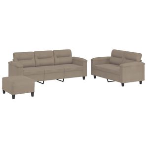 vidaXL Ensemble de canap&eacute;s 3 pcs avec coussins taupe tissu microfibre