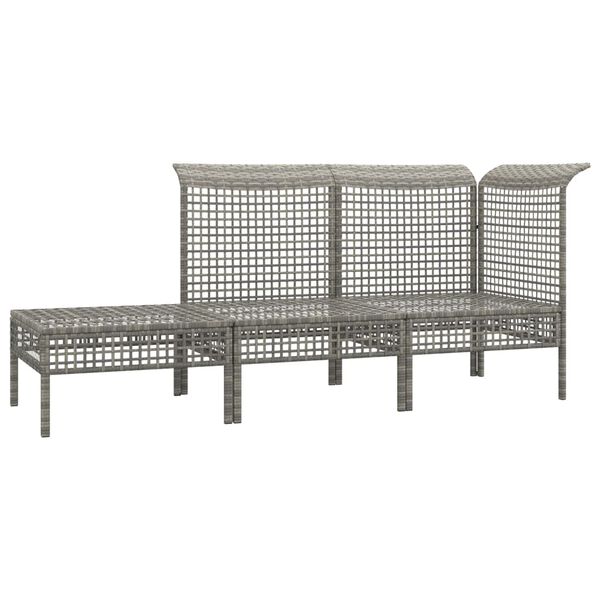vidaXL Salon de jardin 3 pcs avec coussins Gris R&eacute;sine tress&eacute;e