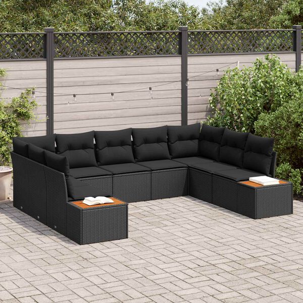 vidaXL Ensemble de canap&eacute; de jardin avec coussin 5 pcs Noir Polyrotin