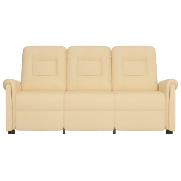 vidaXL Fauteuil de massage inclinable 3 places crème tissu microfibre