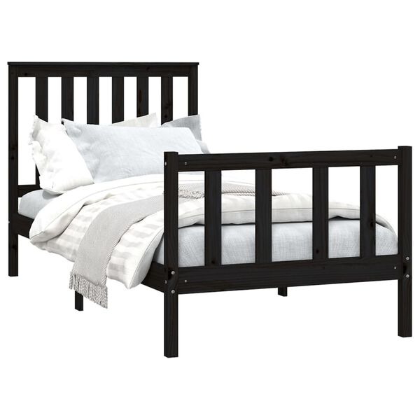 vidaXL Cadre de lit sans matelas noir 90x200 cm bois de pin massif