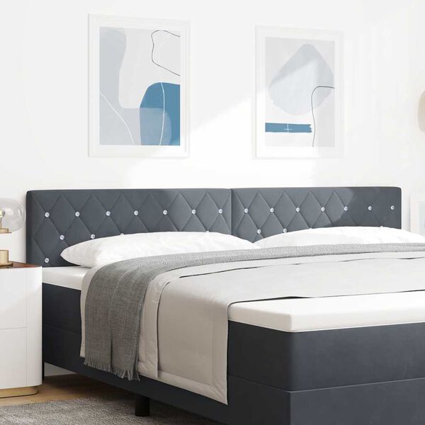 vidaXL T&ecirc;te de lit LED avec t&ecirc;te de lit Gris fonc&eacute; 200 cm Polyester