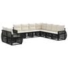 vidaXL Ensemble de canap&eacute; de jardin 9 pc Noir et blanc cr&egrave;me polyrotin