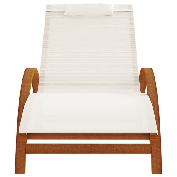 vidaXL Chaise longue avec coussin blanc textil&egrave;ne/bois massif peuplier
