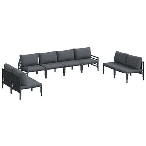 vidaXL Ensemble de canap&eacute; de jardin 8 pc Noir Acier