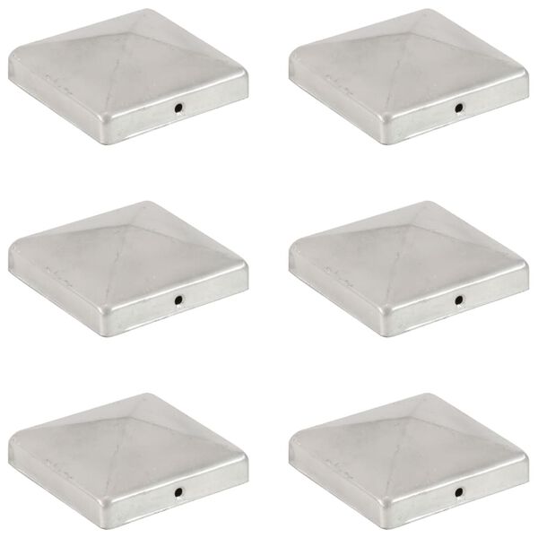 vidaXL Bouchons de poteau de cl&ocirc;ture 6 pcs M&eacute;tal galvanis&eacute; 101x101 mm