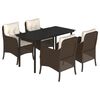 vidaXL Ensemble &agrave; manger de jardin 5 pcs et coussins marron poly rotin