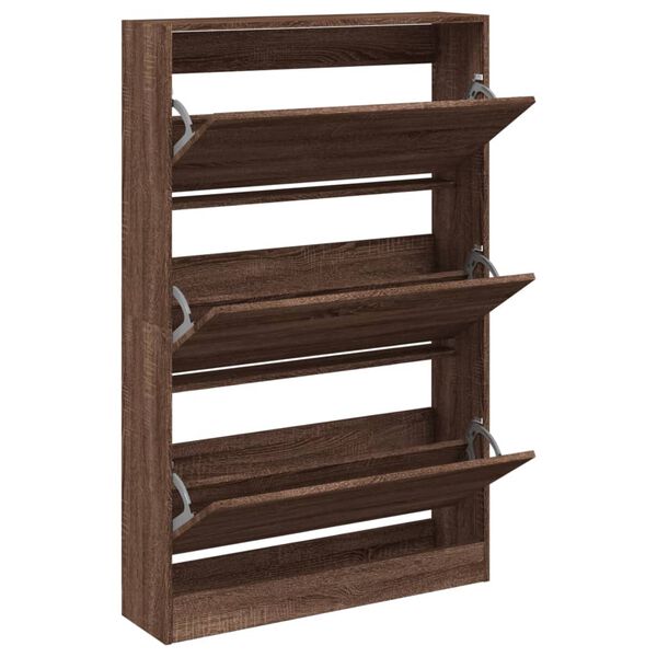 vidaXL Armoire &agrave; chaussures ch&ecirc;ne marron 80x21x125,5cm bois ing&eacute;nierie
