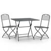 vidaXL Ensemble &agrave; manger de jardin 3 pcs Maille M&eacute;tal Anthracite