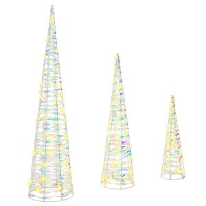 vidaXL Sapin de No&euml;l avec 90 LED 3 pcs Blanc chaud 20 x 20 x 80 cm PET