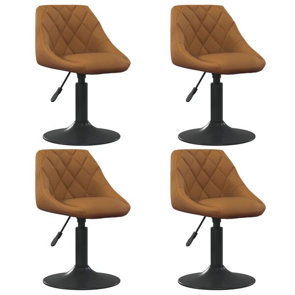 vidaXL Chaises pivotantes &agrave; manger lot de 4 marron velours