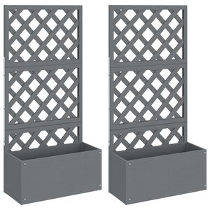 vidaXL Jardini&egrave;res en treillis 2 pcs Gris 65x33x135 cm WPC