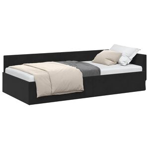 vidaXL Cadre de lit d'angle Noir 80 cm x 200 cm Velours