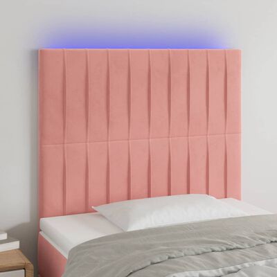 vidaXL Tête de lit à LED Rose 100x5x118/128 cm Velours