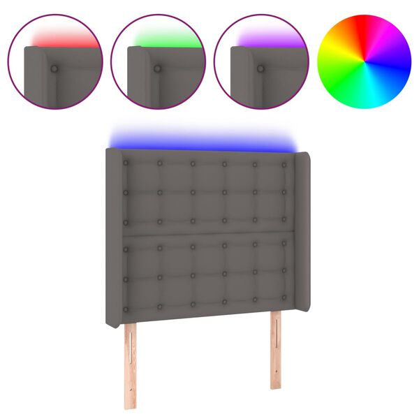 vidaXL T&ecirc;te de lit &agrave; LED Gris 93x16x118/128 cm Similicuir