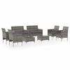 vidaXL Salon de jardin 8 pcs avec coussins r&eacute;sine tress&eacute;e gris