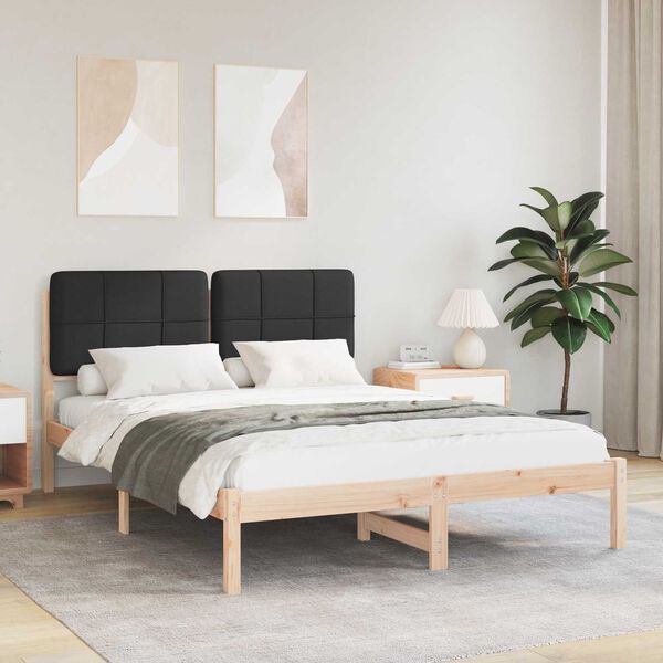vidaXL Cadre de lit avec t&ecirc;te de lit rembourr&eacute;e Noir 150 x 200 cm