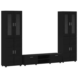 vidaXL Ensemble meuble TV FLORIN 3 pc Noir Bois d'ing&eacute;nierie